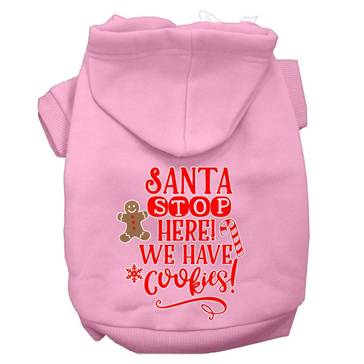 Santa, We Have Cookies Screen Print Dog Hoodie Light Pink XXXL